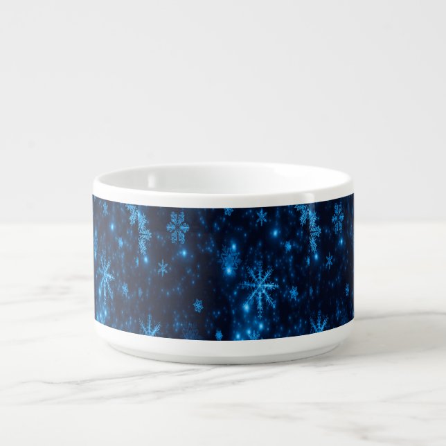 Deep Blue & Bright Snowflakes Chili Bowl (Center)