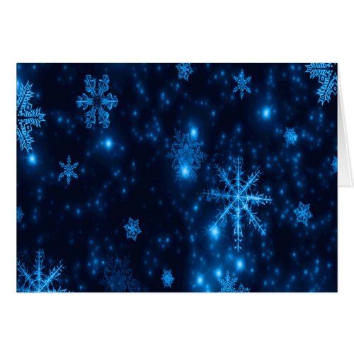 Deep Blue  Bright Snowflakes Greeting Card