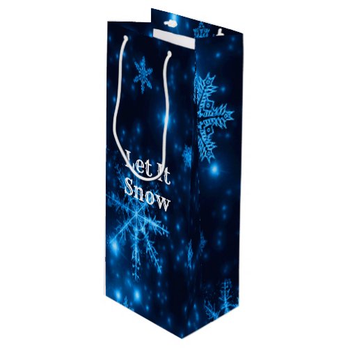 Deep Blue  Bright Snowflakes Let It Snow Gift Bag