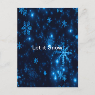 Deep Blue & Bright Snowflakes Let It Snow Postcard