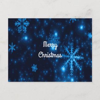 Deep Blue & Bright Snowflakes Merry Christmas Card