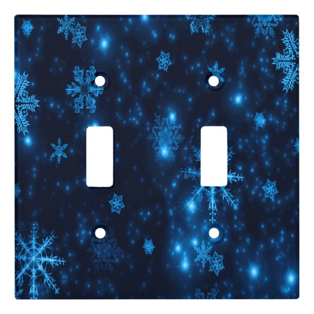 Deep Blue & Bright Snowflakes Toggle Switch Cover (Front)