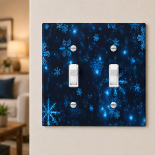 Deep Blue & Bright Snowflakes Toggle Switch Cover
