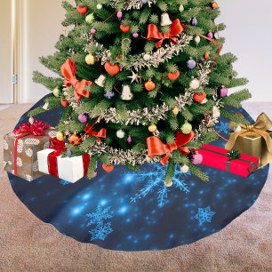 Deep Blue & Bright Snowflakes Tree Skirt