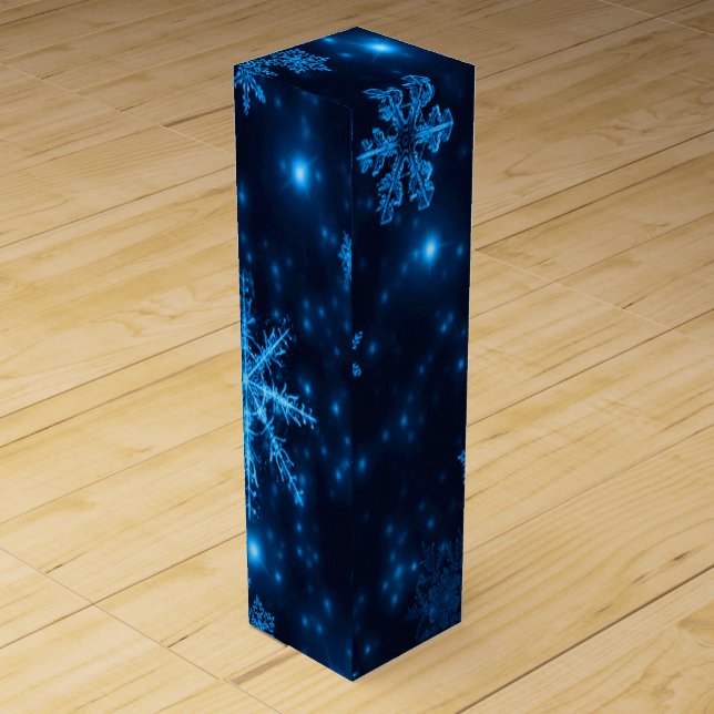 Deep Blue & Bright Snowflakes Wine Gift Box (Back)
