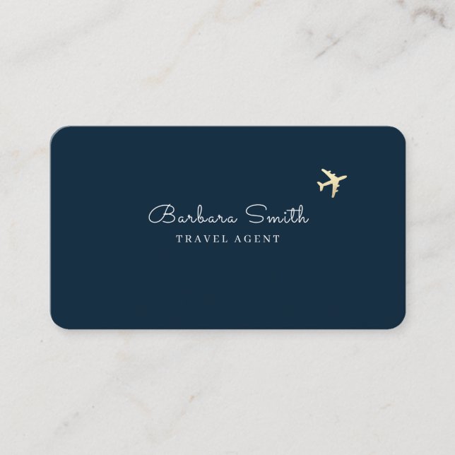 Deep-Blue Business Card for a Travel Agent  (Front)