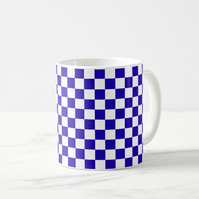Deep blue checkered  coffee mug (Front Right)