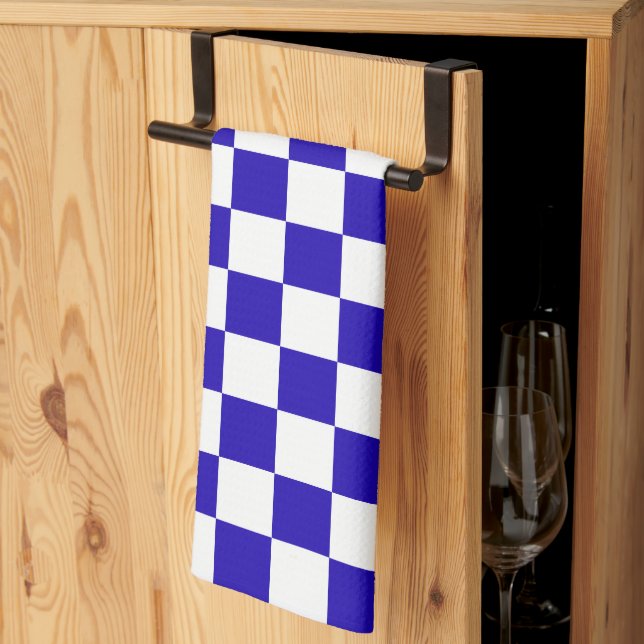 Deep blue checkered  kitchen towel (Thirds Fold)