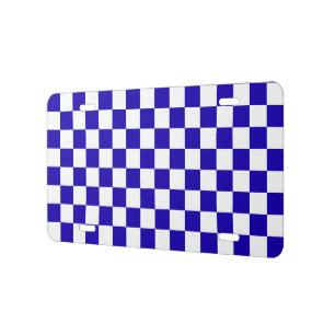 Deep blue checkered  license plate