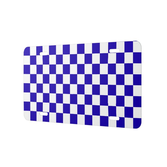 Deep blue checkered  license plate (Left)