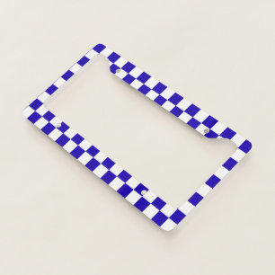Deep blue checkered  license plate frame