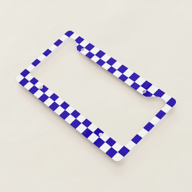 Deep blue checkered  license plate frame (3/4)