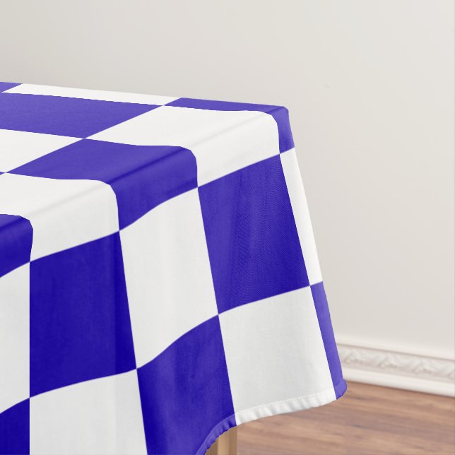 Deep blue checkered  tablecloth (In Situ)