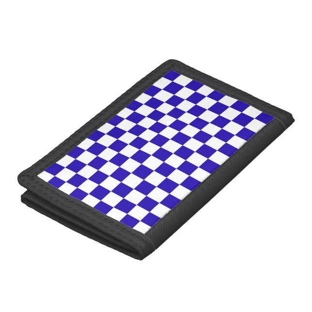 Deep blue checkered  trifold wallet (Top)