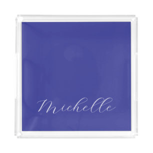 Deep Blue Color Plain Modern Own Name Calligraphy Acrylic Tray