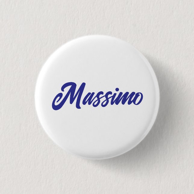 Deep Blue Color Plain Modern Own Name Calligraphy Button (Front)