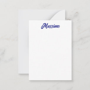 Deep Blue Color Plain Modern Own Name Calligraphy Note Card