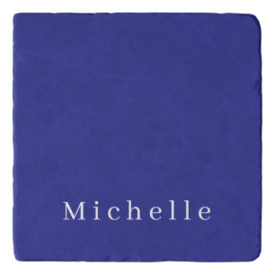 Deep Blue Color Plain Modern Own Name Minimalist Trivet