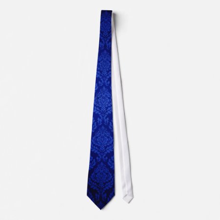 Deep Blue Damask Neck Tie