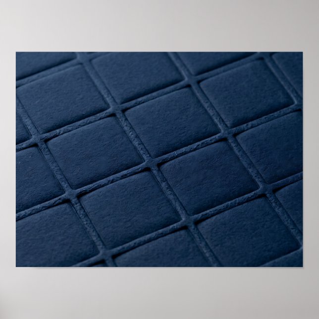 Deep Blue Debossed Grid Texture Poster (Front)