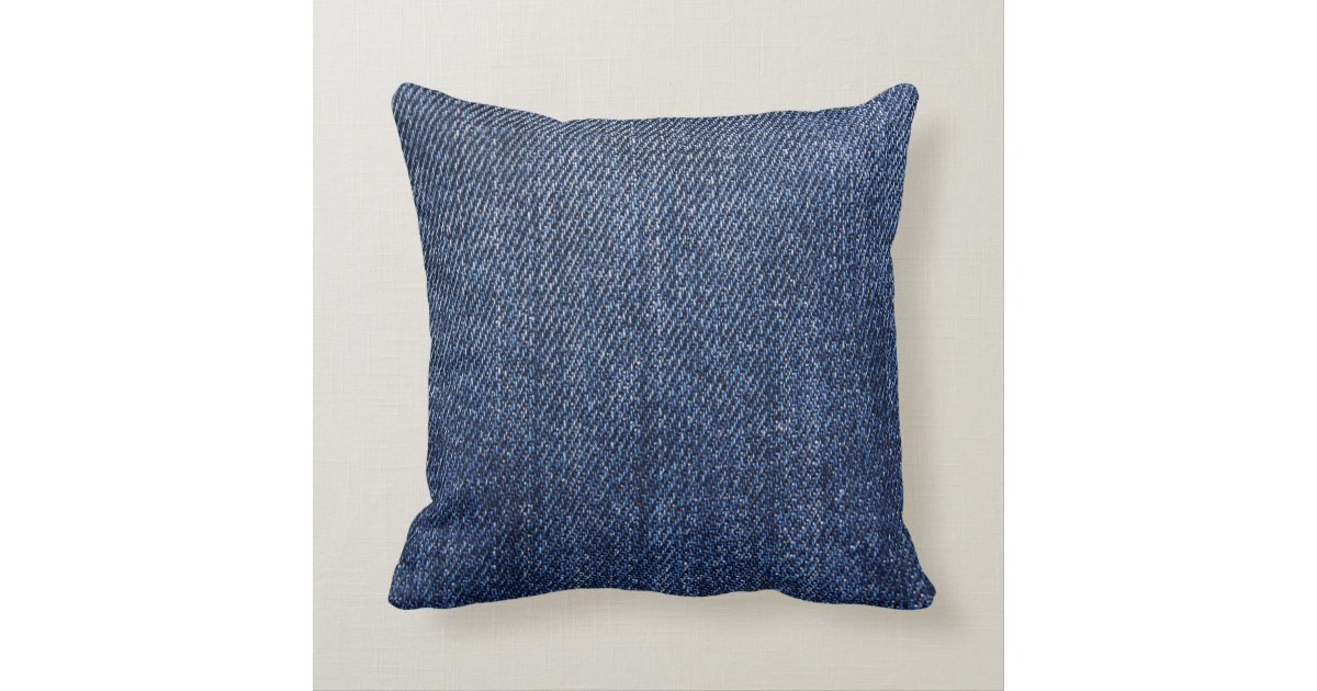 Deep Blue Denim Throw Pillow