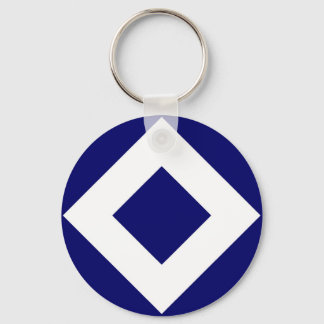 Deep Blue Diamond, Bold White Border Keychain