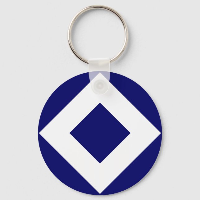 Deep Blue Diamond, Bold White Border Keychain (Front)