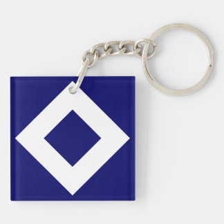 Deep Blue Diamond, Bold White Border Keychain