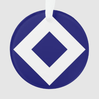 Deep Blue Diamond, Bold White Border Ornament