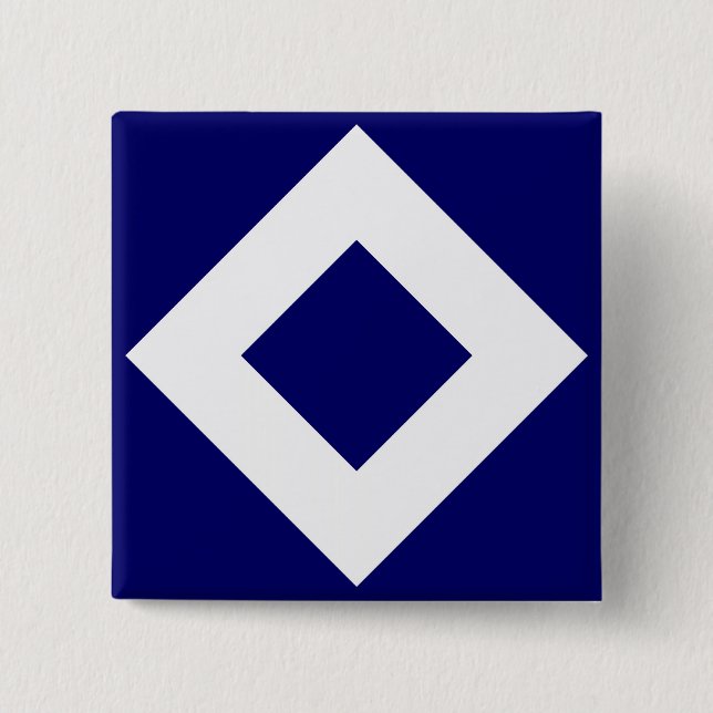 Deep Blue Diamond, Bold White Border Pinback Button (Front)