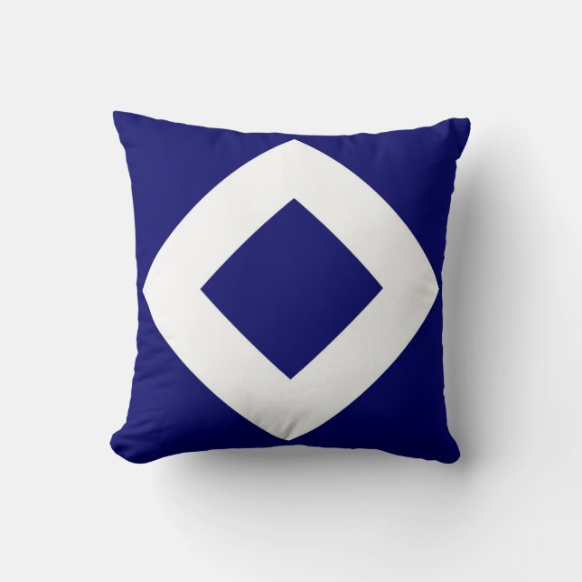 Deep Blue Diamond, Bold White Border Throw Pillow (Front)