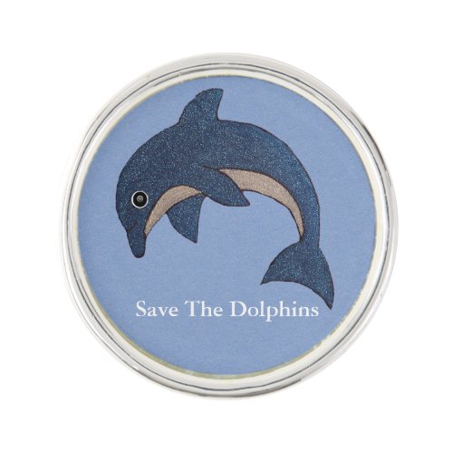 Deep Blue Dolphin White Glitter Look Speckles Pin