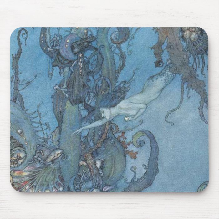 Deep Blue Dreams Vintage Mermaid  Mousepad