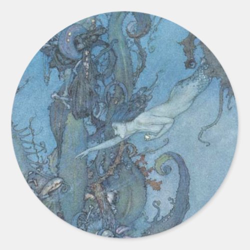 Deep Blue Dreams Vintage Mermaid Sticker