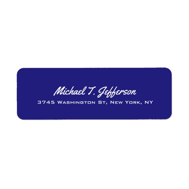 Deep Blue Elegant Professional Modern Personal Label (Front)