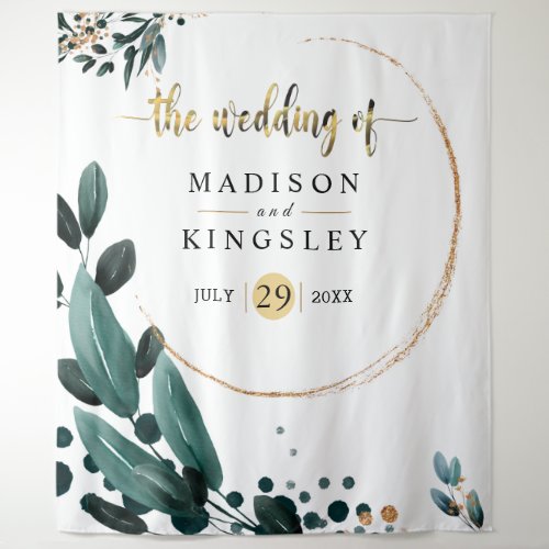 Deep Blue Floral Elegant Fall Wedding Tapestry