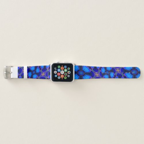 Deep Blue Floral Pattern Apple Watch Band