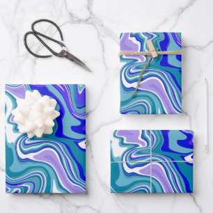 Deep Blue Fluid Abstract Art Wrapping Paper Sheets