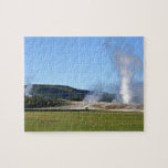 Deep Blue Geyser and Bison at Yellowstone Jigsaw Puzzle