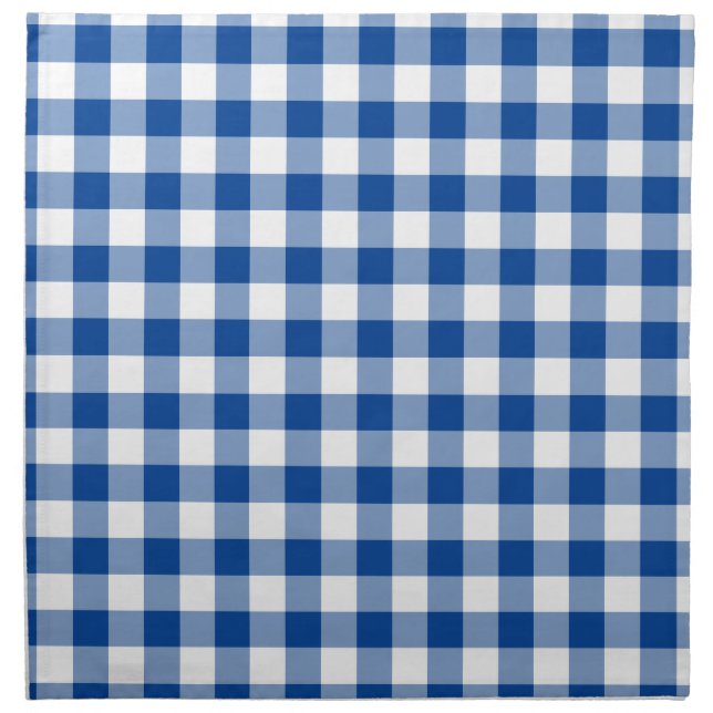 Deep Blue Gingham Country Wedding Cloth Napkin (Front)