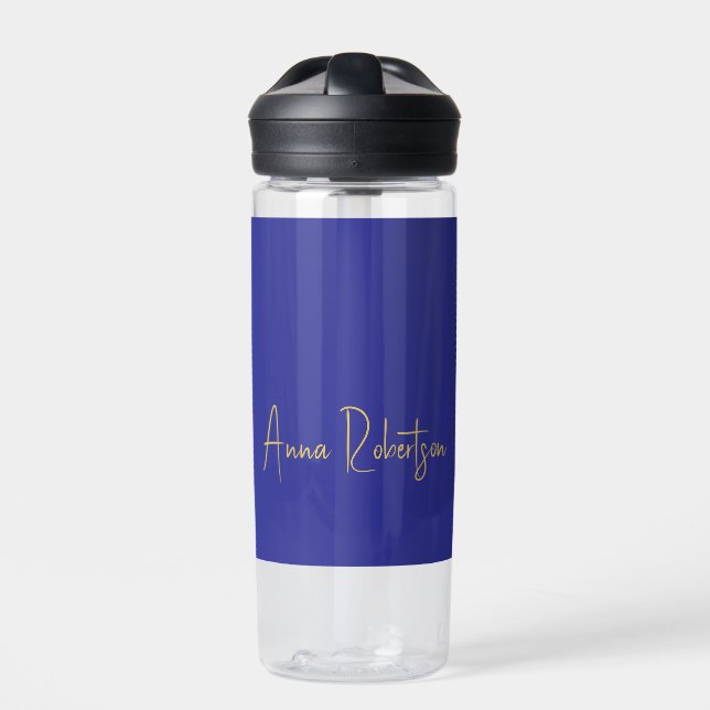 Deep Blue Gold Colors Professional Calligraphy Water Bottle (Front)