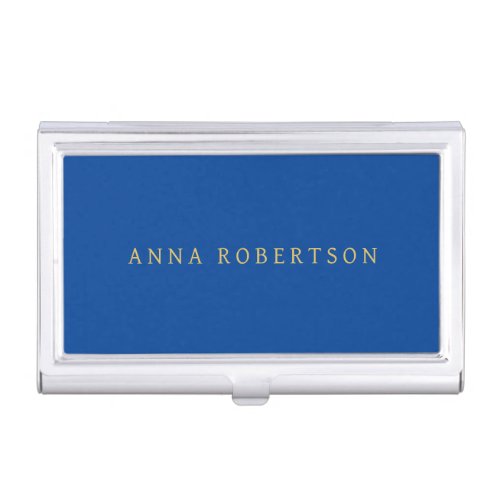 Deep Blue Gold Professional Trendy Minimalist Chic Business Card Case