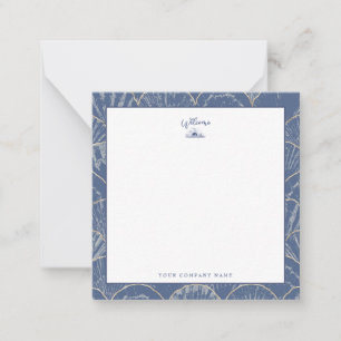 Deep Blue & Gold Watercolor Seashell Note Card