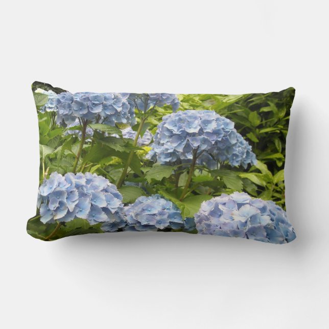 Deep Blue Hydrangeas Lumbar Pillow (Front)