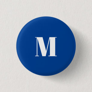 Deep Blue Initial Letter Monogram Modern Stylish Button