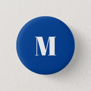 Deep Blue Initial Letter Monogram Modern Stylish Button
