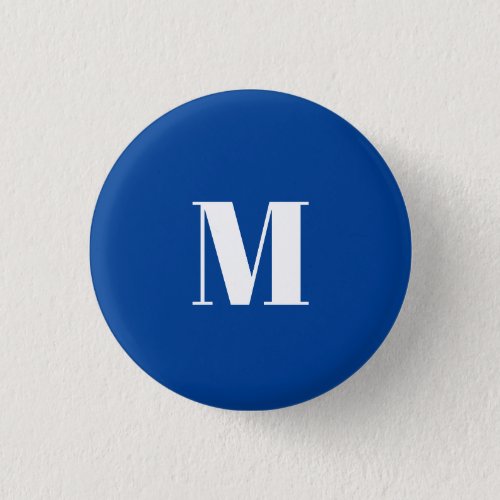 Deep Blue Initial Letter Monogram Modern Stylish Button