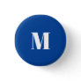 Deep Blue Initial Letter Monogram Modern Stylish Button