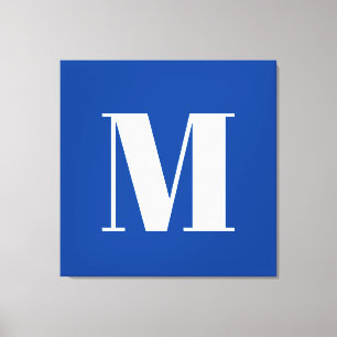 Deep Blue Initial Letter Monogram Modern Stylish Canvas Print