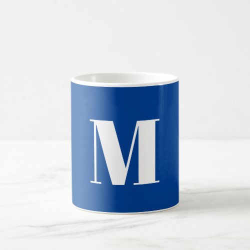 Deep Blue Initial Letter Monogram Modern Stylish Coffee Mug